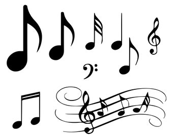 Music Notes SVG Guitar Note Svg Cut Files Cricut Clipart Silhouette Stencil Dxf Vector