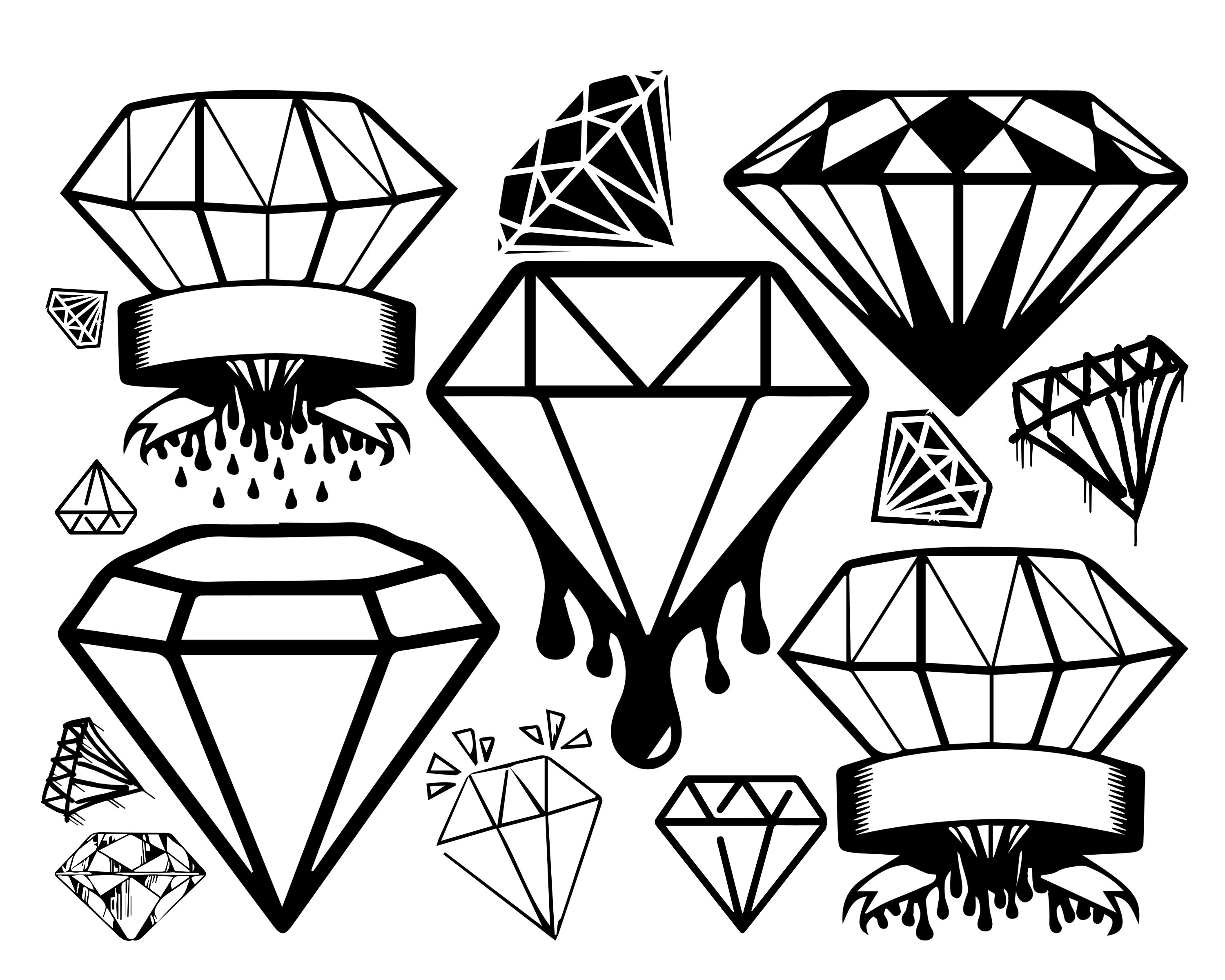 Diamond dripping diamond bundle svg png Diamond dripping | Etsy