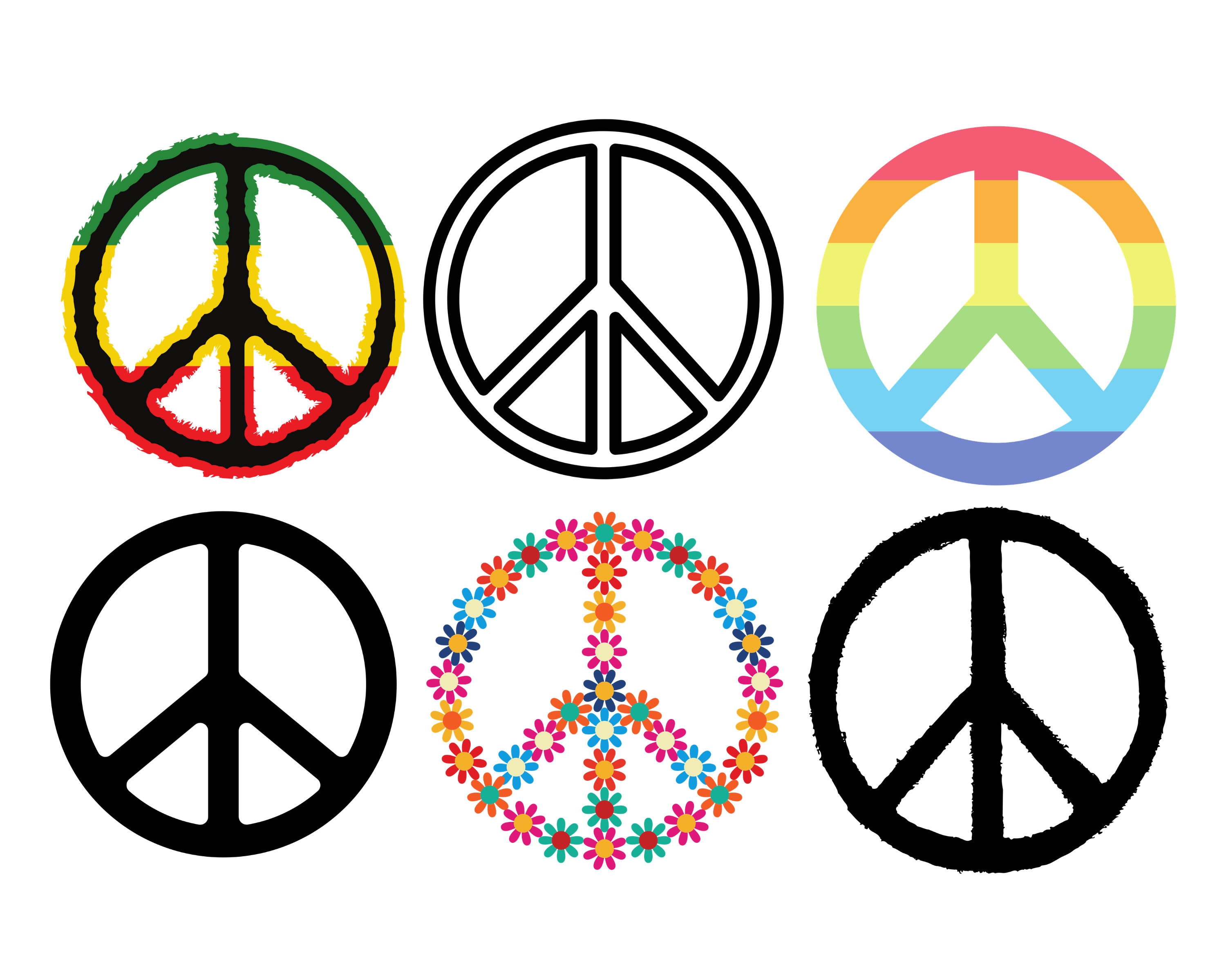 Peace Sign Svg Png Bundle Color Peace Sign Svg Png Color Etsy
