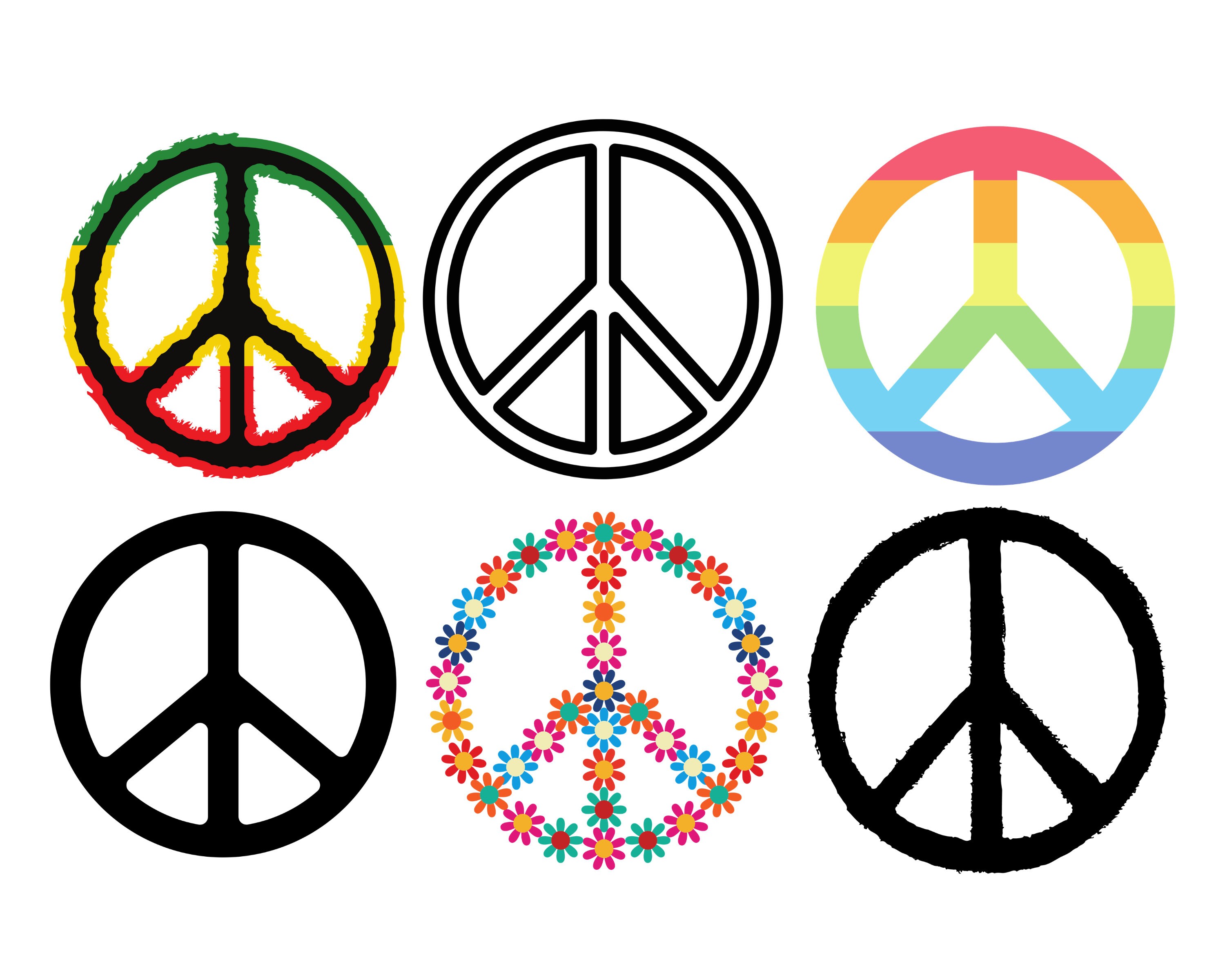 Peace sign svg png bundle Color Peace sign svg png Color Etsy