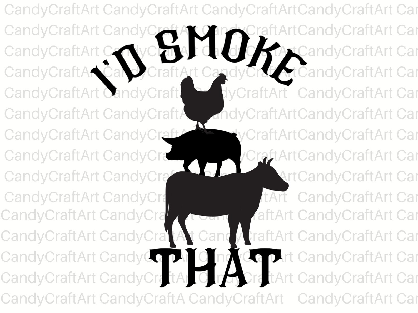 I'd Smoke that BBQ svg grill master smoker cow Pig BBQ | Etsy