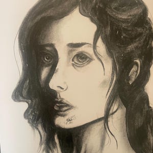 Smudged Girl- Charcoal Print