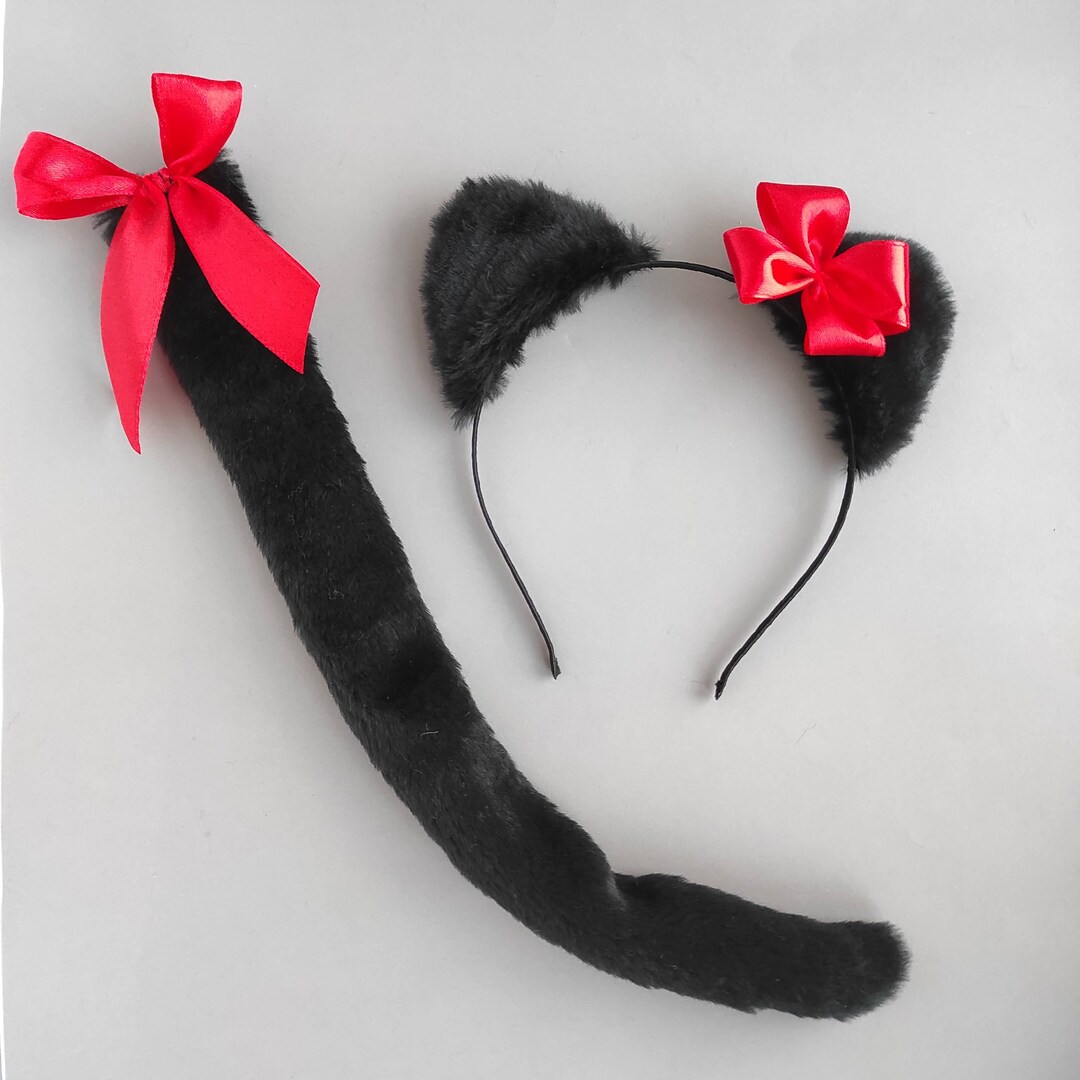Black Cat Ears and Tail for Adult Etsy