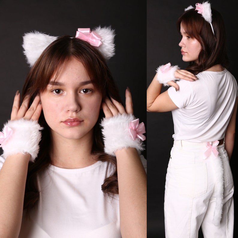 Adult Kitty Costume Adult Cat Ears Tail and Mitts Cat Etsy