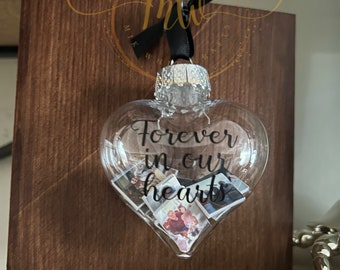 Mini Picture "Forever" Heart Ornament In Memoriam Memory Keepsake