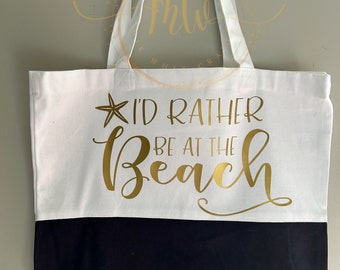 Preferirei essere in spiaggia Borsa tote bicolore