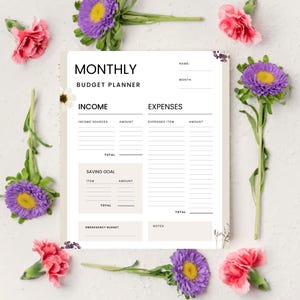 Editable And Downloadable Budget Planner- Printable Finance And Expense Tracker | Monthly Budget Template, Personal Finance | Planner