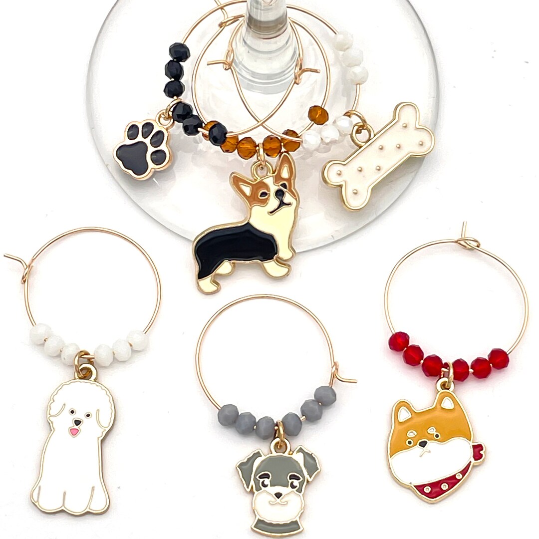 Dog Wine Charms, Dog Owner Gift, Dog Wine Glass Charms, Puppies