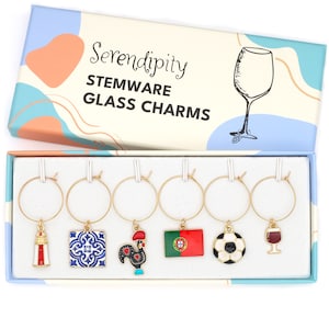 Portugal Gift,  Wine Glass Charms, Portuguese Gift, Rooster of Barcelos, Azulejos, Portugal Flag, Portugal Party Table Decor, Souvenir