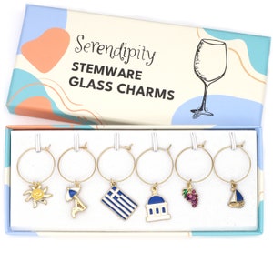 Greek Wine Charms, Greek Wedding Gifts, Gift for Greek Women, Greek Orthodox Gifts, Santorini Wedding Favor, Greece Gifts