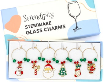 Christmas  Wine Glass Charms, Christmas Gift, Include Santa Claus, Snowman, Christmas Candy, Christmas Stocking, Bells, Christmas Tree