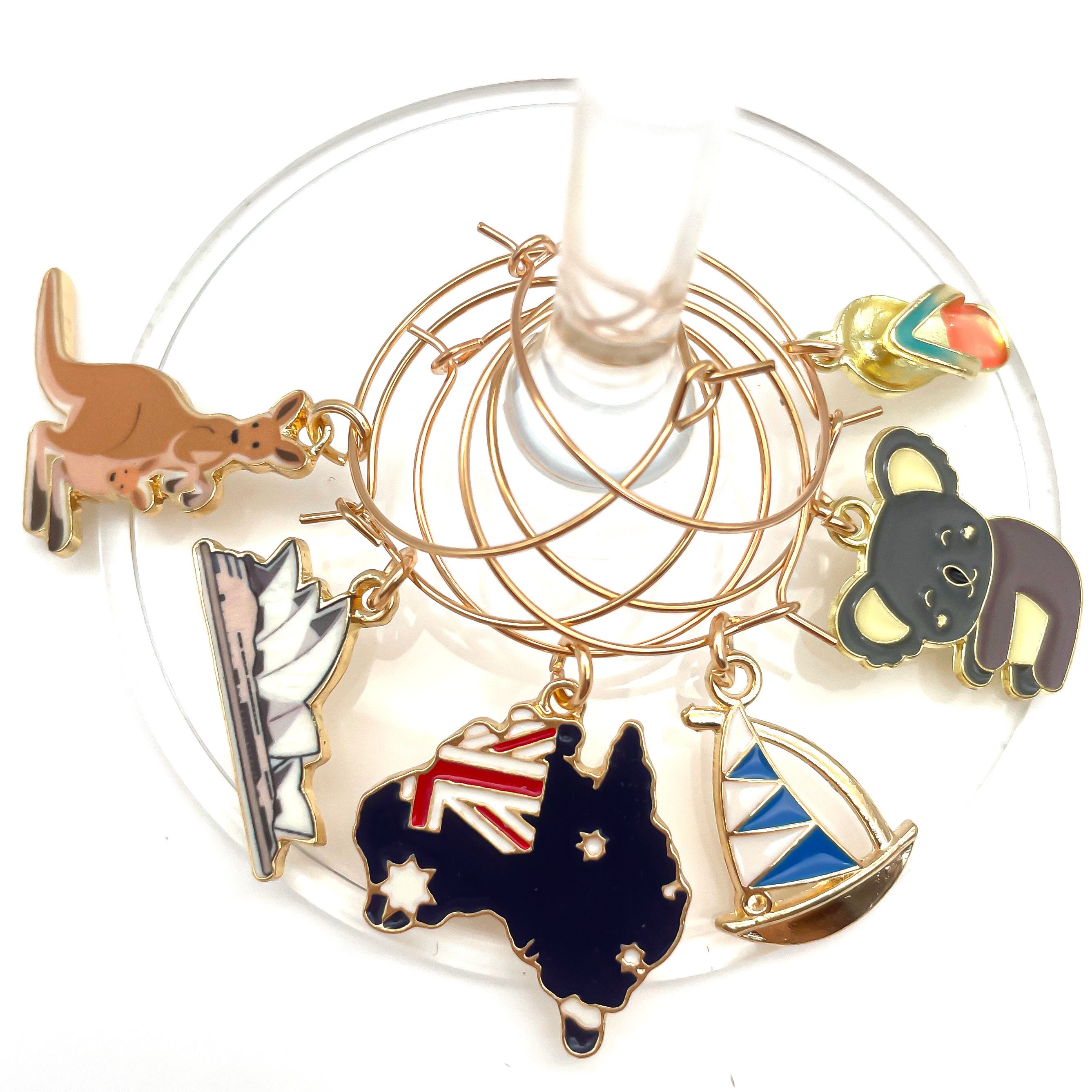 Australia Wine Charms. Australia Gift. Set Of 6: Sydney Opera House, K