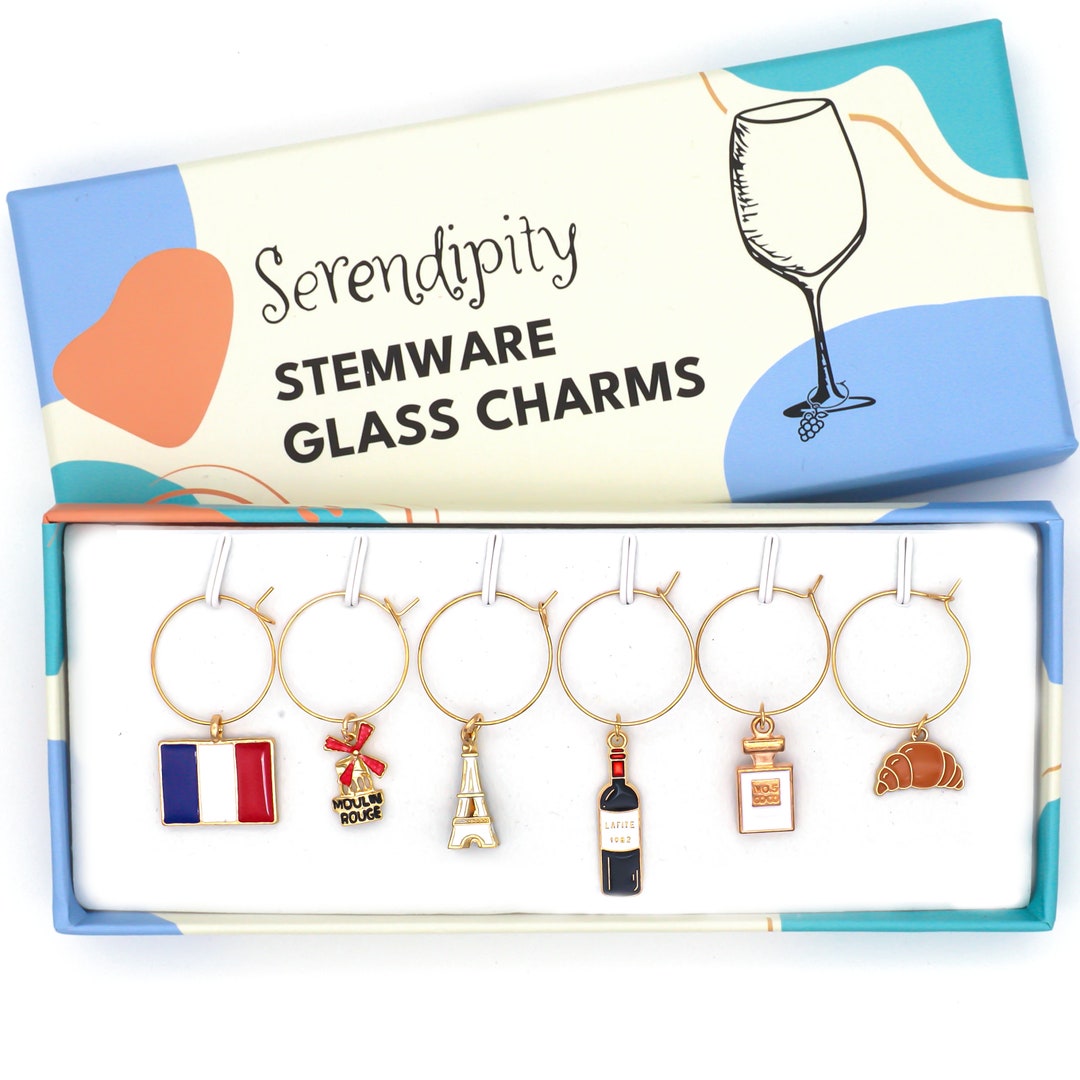 France Wine Glass Charms Gift for French Woman France Themed Gifts France Flag Eiffel Tower