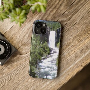 Tumalo Falls Waterfall Nature Tough iPhone Case, Cool Colorful Nature Photo, iPhone 15, 14, 13, 12, 11, X, 8, 7, Pro, Max, Gift for Oregon