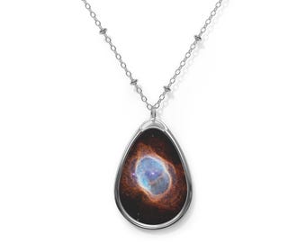 Southern Ring Nebula Pendant Necklace, James Webb Telescope Photo, Space Jewelry