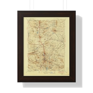 Vintage Topographical Map Framed Vertical Poster, USGS Historical 1932 Oregon Three Sisters Quadrangle, Cascade Mountain Range Decor
