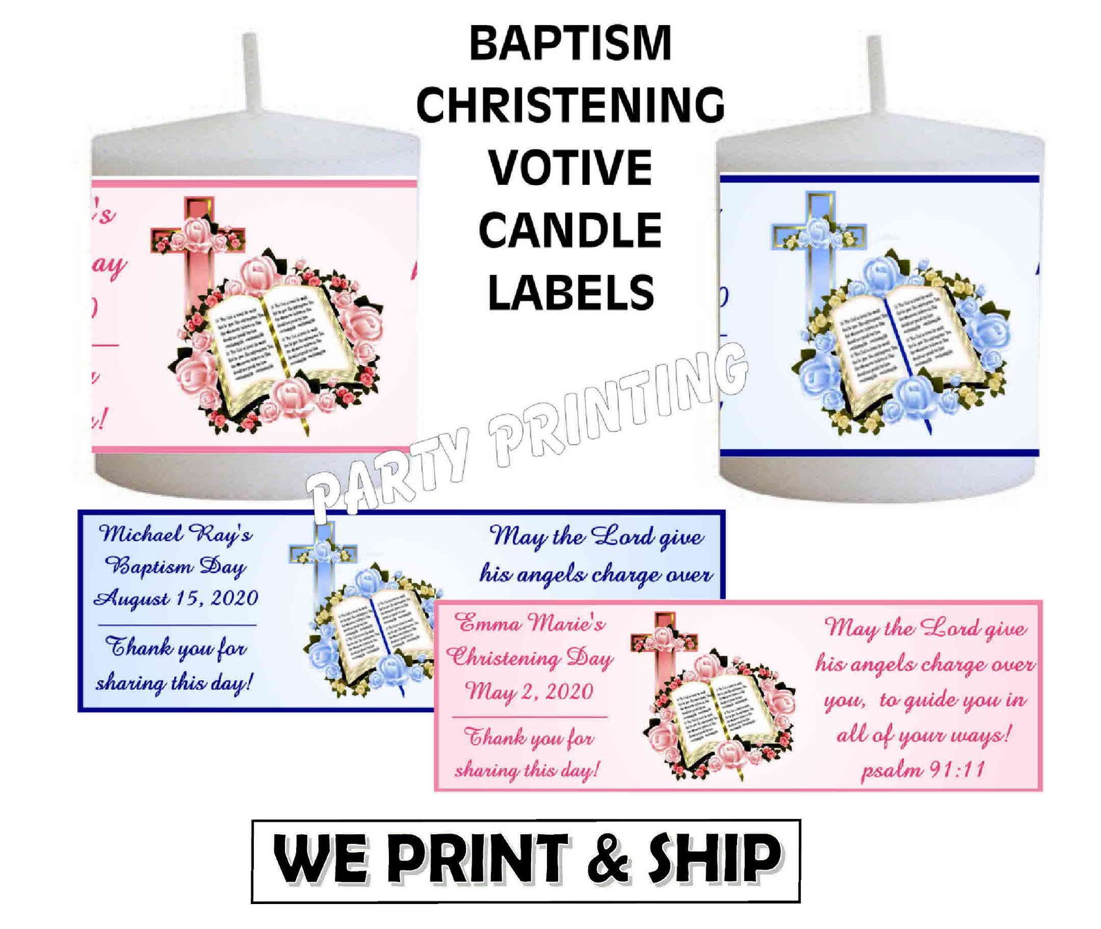 BAPTISM PARTY FAVORS Votive Candle Labels Christening Etsy UK