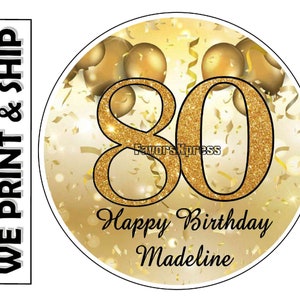 Gold 80. Geburtstag Party Favors Etiketten Aufkleber Tags