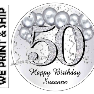 ARGENTO 50° Compleanno Bomboniere Etichette Adesivi Tag