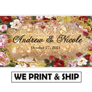 Vintage Floral Wedding Favors Labels 4 x 2 inches WE PRINT & SHIP