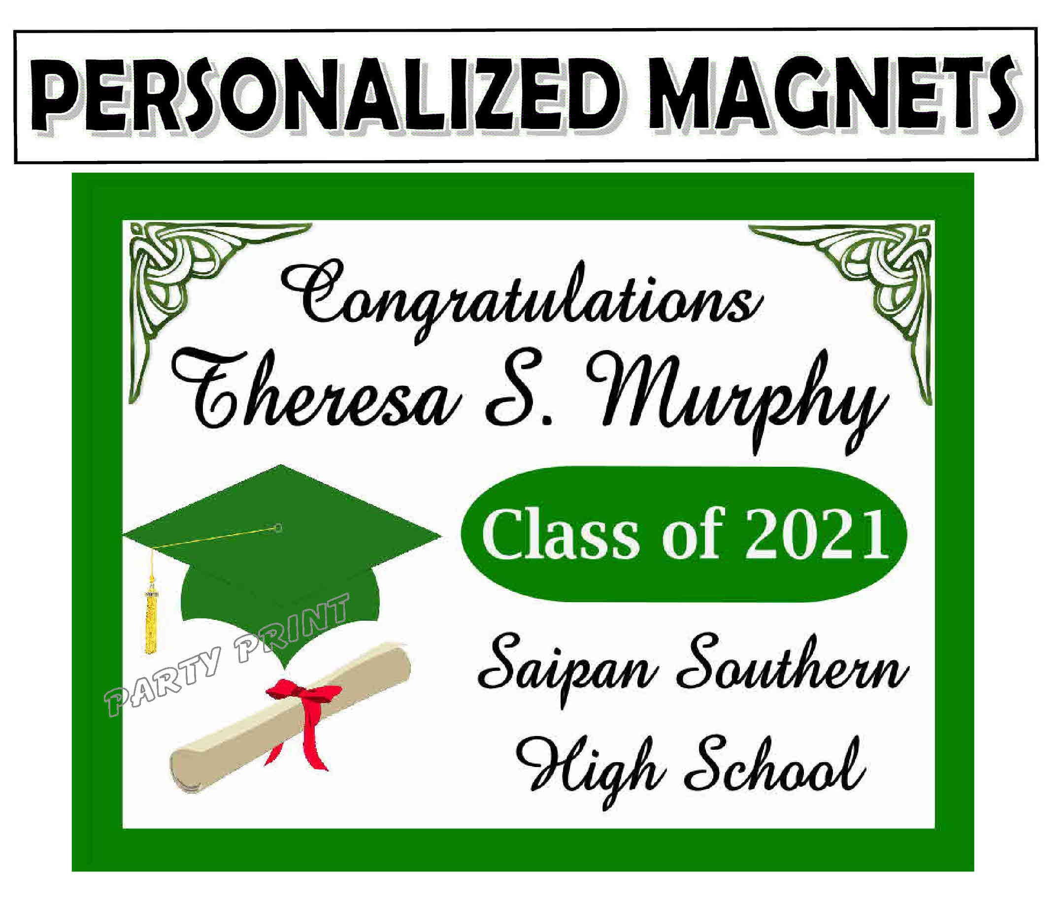 15 GREEN AND WHITE Graduation Party Favors Magnets Decorations - Etsy