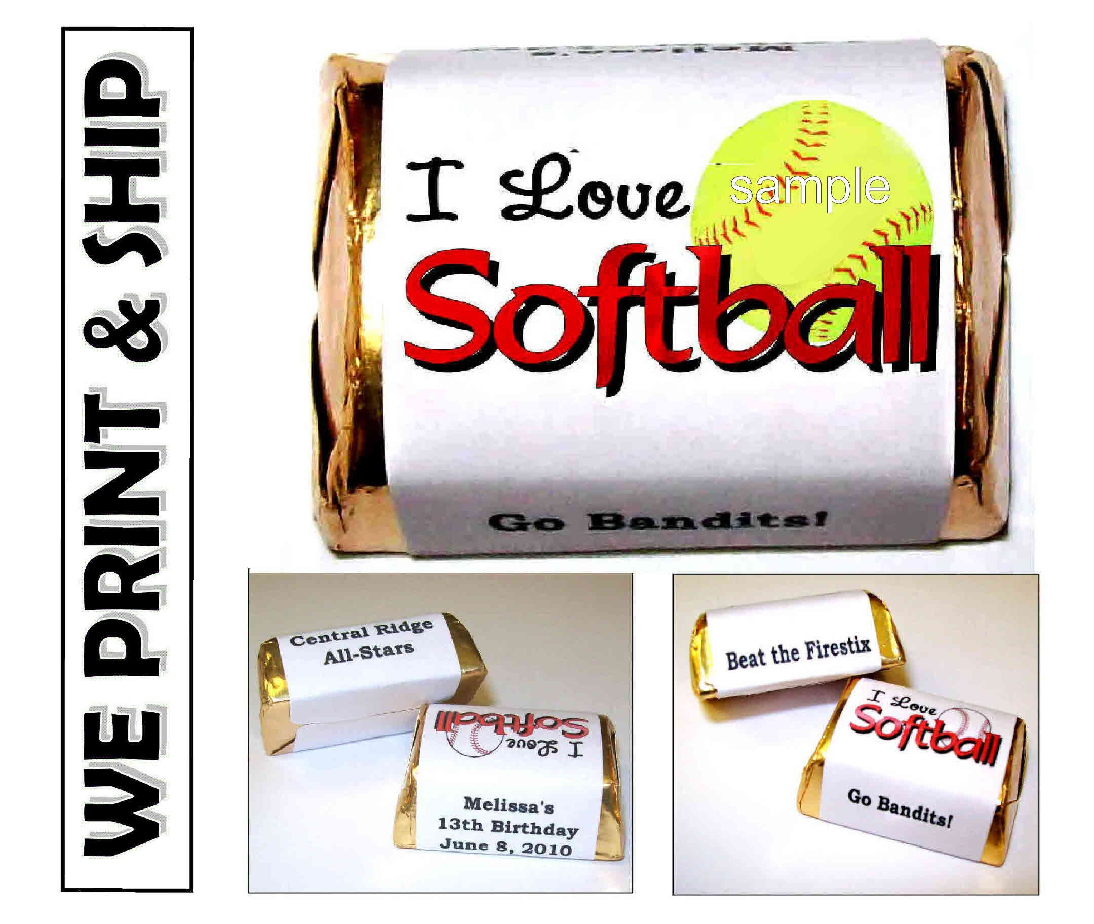 SOFTBALL PARTY Favors Candy Wrapper Labels Hersheys Nuggets Etsy