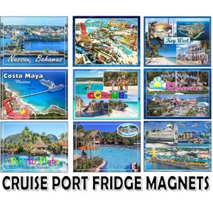 Cruisehaven KOELKASTMAGNETEN 4 x 3 inch elk, Cozumel, Costa Maya, Key West, Amber Cove, St. Maarten, St. Thomas, Coco Cay, Bahama's, enz.