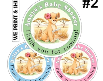 LION KING Nala Baby Shower Favors Stickers Thank You Labels - Personalized