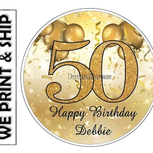 Gold 50. Geburtstag Party Favors Etiketten Aufkleber Tags