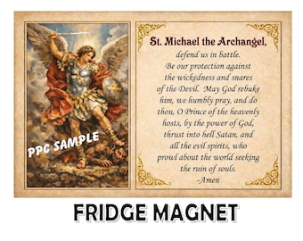 St. Michael the Archangel PRAYER MAGNET Catholic Gift 5.25 X 3.5