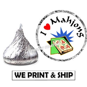 MAHJONG JONGG Party Favors Chocolate Candy kiss Labels birthday decorations stickers or Nuggets labels for nuggets candy