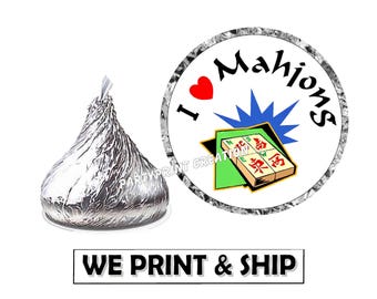 MAHJONG JONGG Party Favors Chocolate Candy kiss Labels birthday decorations stickers or Nuggets labels for nuggets candy