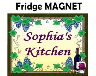 GRAPES WINE Kitchen Fridge MAGNET personalized