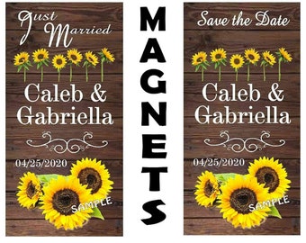 Sunflower Wedding Favors – Personalized Water Bottle Labels – Half Wrap, Glossy