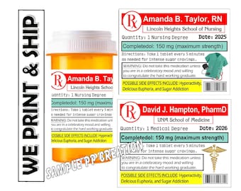 Etiquetas adhesivas personalizadas para frascos de pastillas de farmacia, recuerdos de fiesta de graduación de enfermeras y médicos