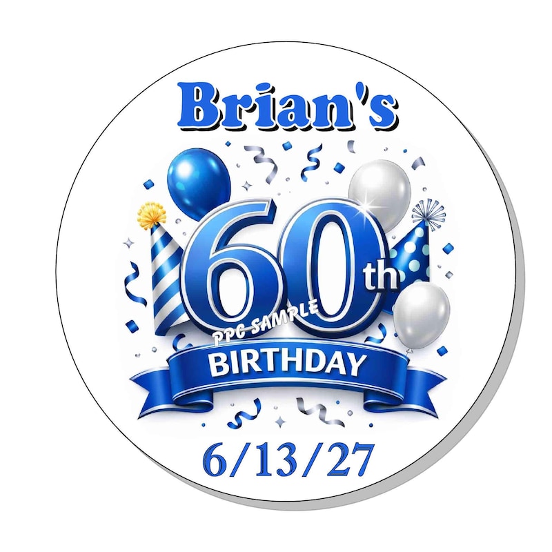 60th Birthday Stickers Blue - Etsy