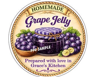 Personalized GRAPE JELLY CANNING Labels for mason jars ball jars along with many other canning designs to choose from