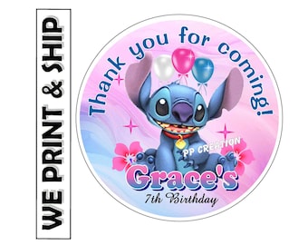 STITCH Birthday Party Favors Stickers Thank You Labels - Personalized