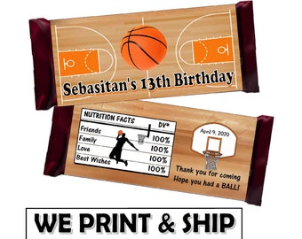 BASKETBALL BIRTHDAY PARTY Favors Milk Chocolate Candy Bar Wrappers