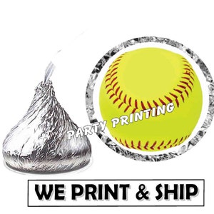 SOFTBALL Party Favors Candy Chocolate kiss Labels birthday decorations stickers