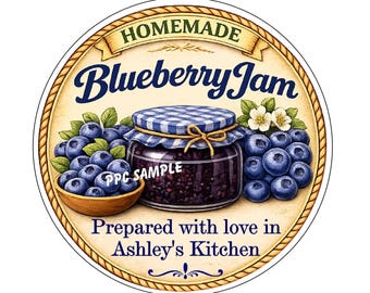 Personalized BLUEBERRY JAM CANNING Labels for mason jars ball jars along with many other canning designs to choose from