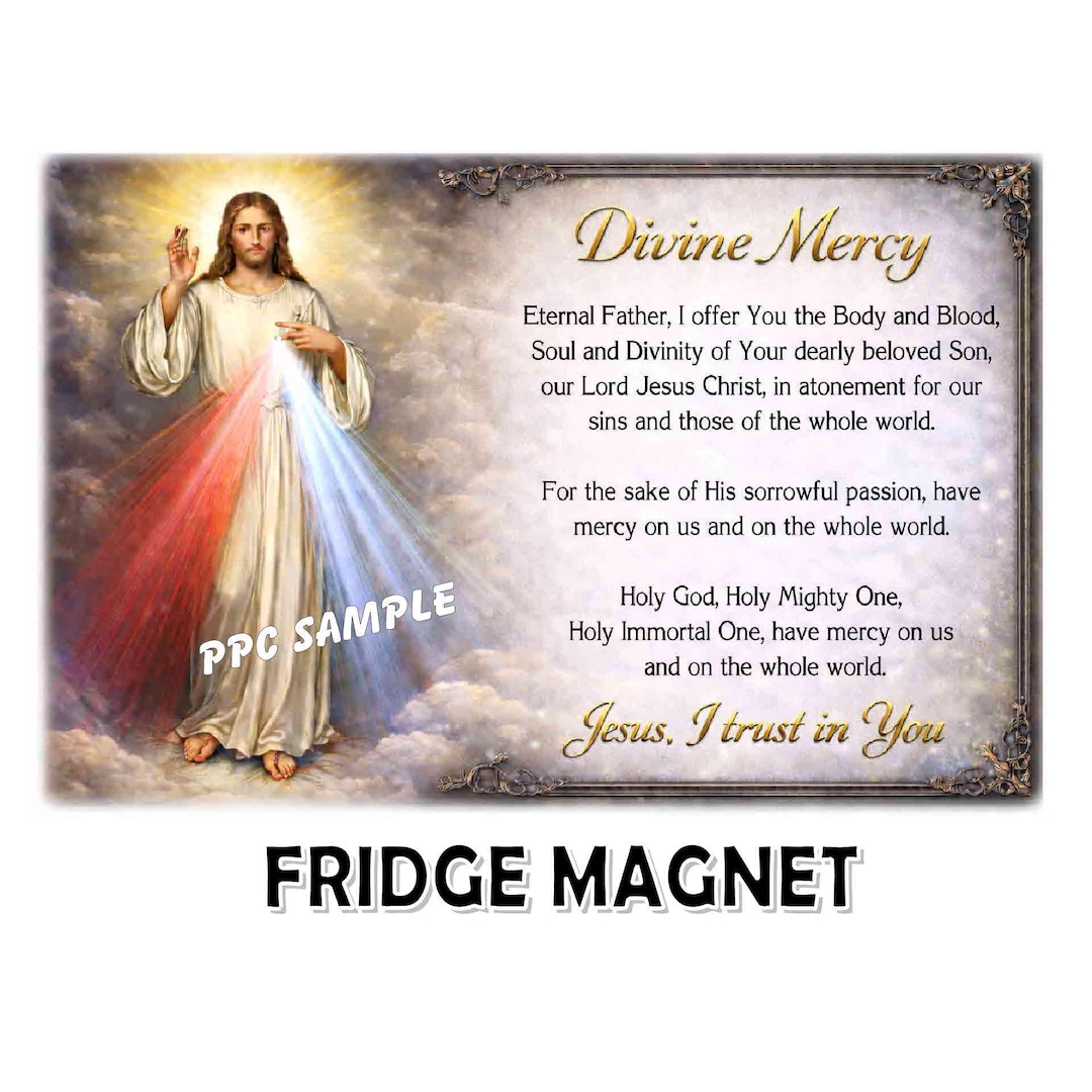 Chaplet of Divine Mercy PRAYER MAGNET Catholic Gift Jesus 5.25 X 3.5 ...