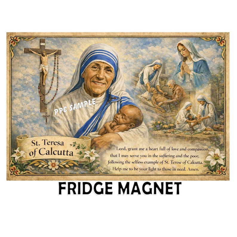 St. Mother Theresa of Calcutta Prayer MAGNET Catholic Gift 5.25 X 3.5 ...