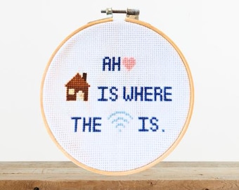 Ah thuis is waar de wifi het kruissteekpatroon is