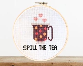 Spill the tea- cross stitch pattern