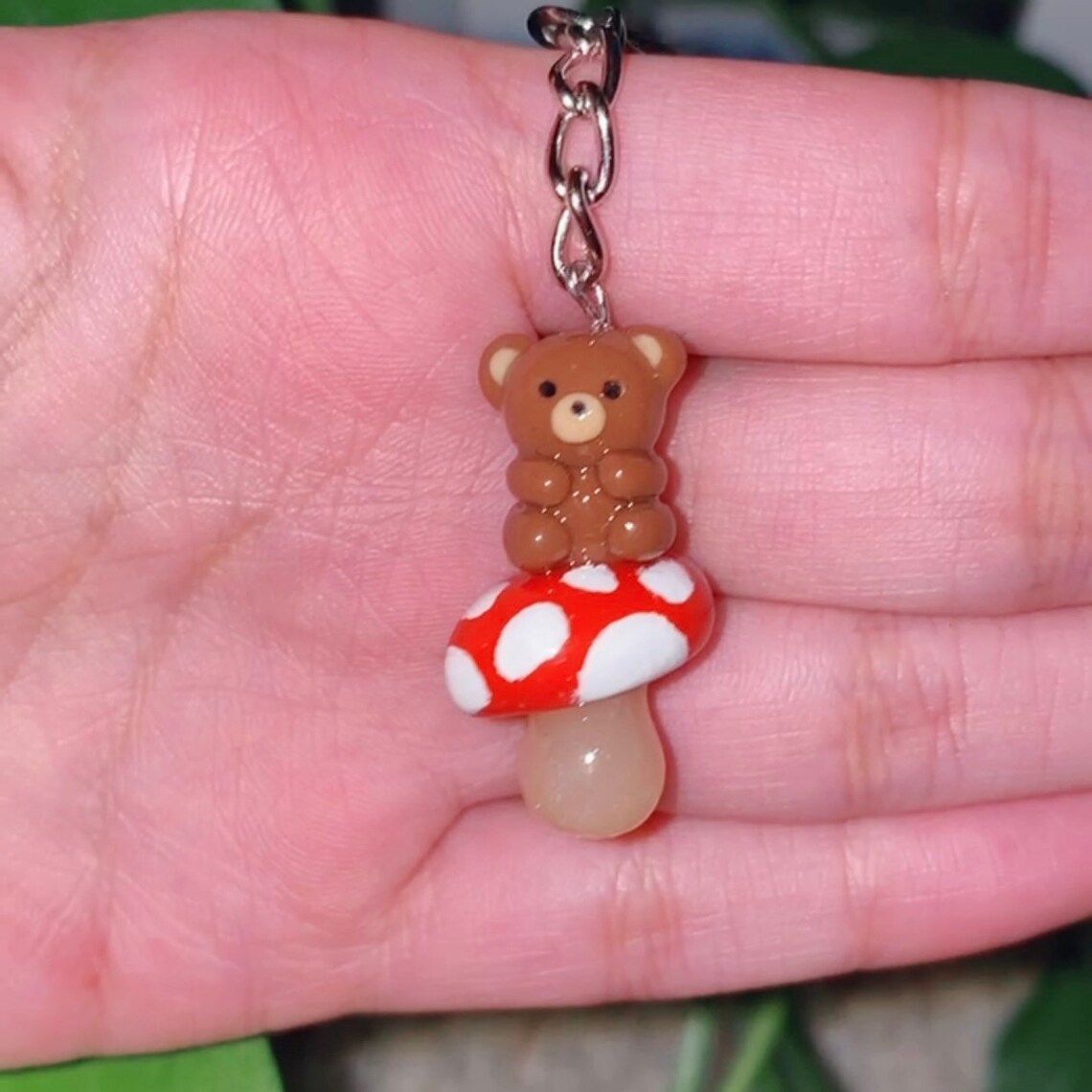 Cute mushroom keychain mushroom charm gift ideas teddy bear Etsy