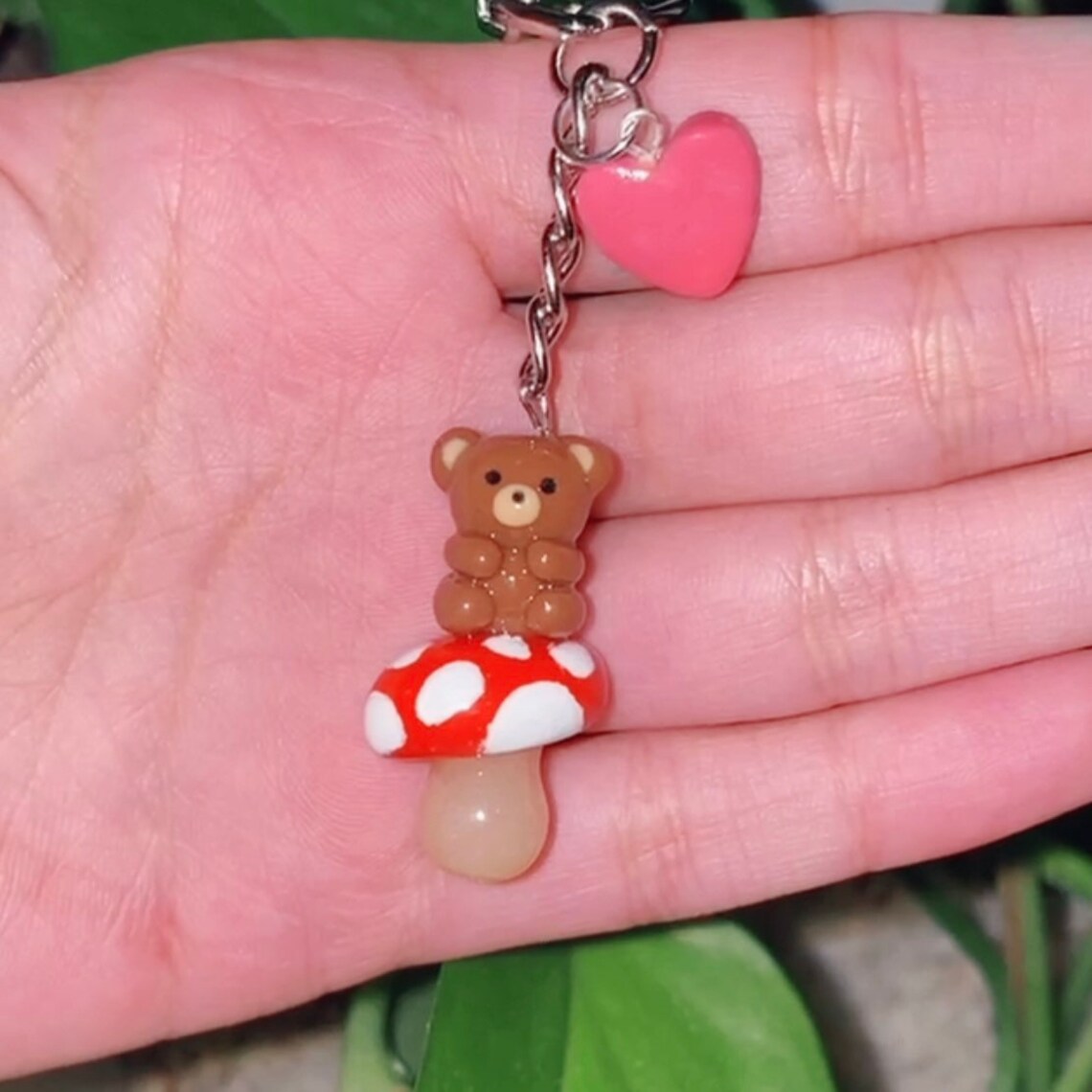 Cute mushroom keychain mushroom charm gift ideas teddy bear Etsy