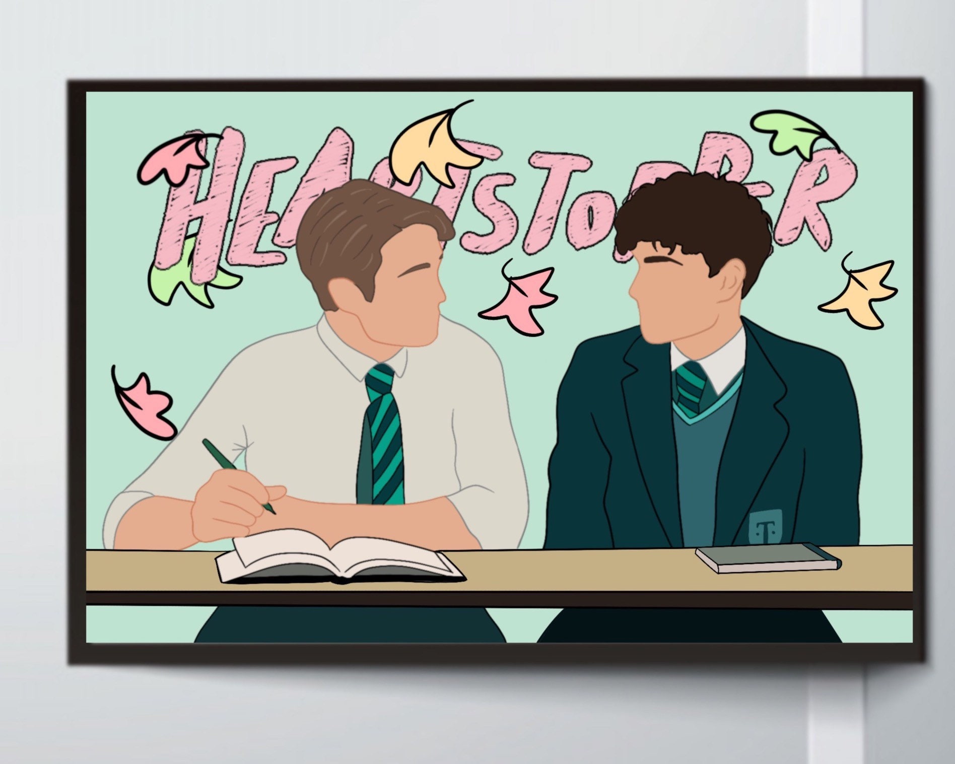 Heartstopper kit connor joe locke nick nelson charlie spring wall art fanart A3 A4 A5 LGBT alice oseman