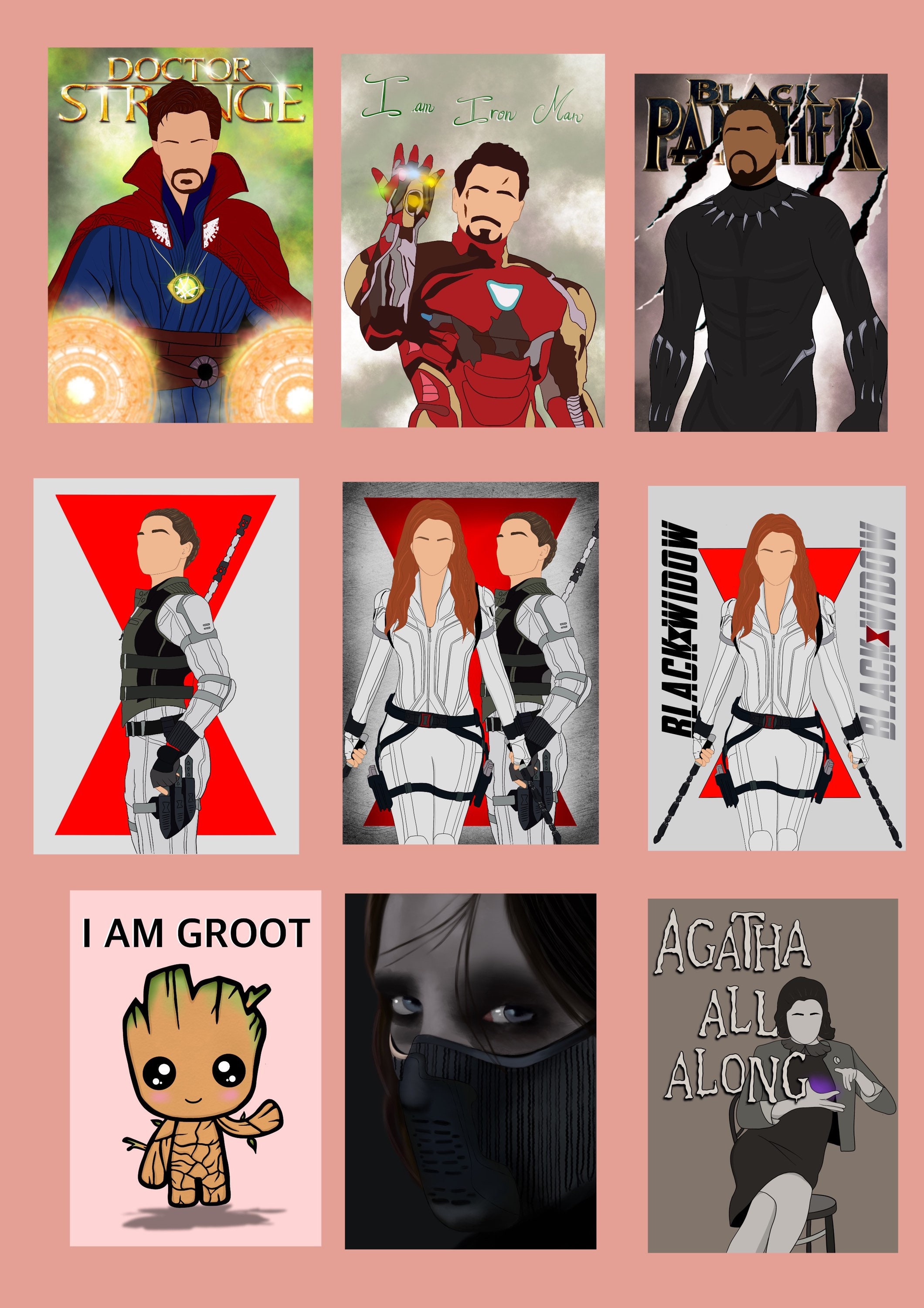 Pack of Marvel Prints Avengers Poster Captain America Iron Man Etsy UK