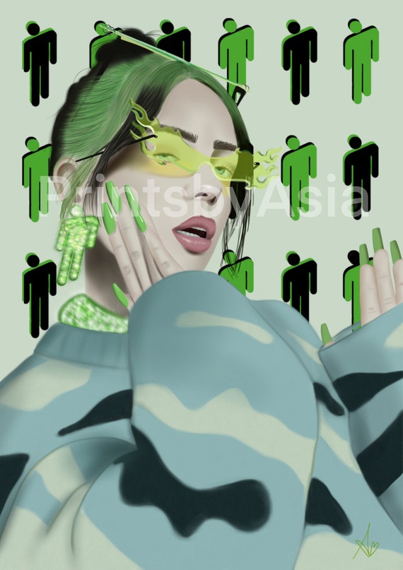 Billie Eilish Poster Print Wall Art Singer When We All Fall Asleep